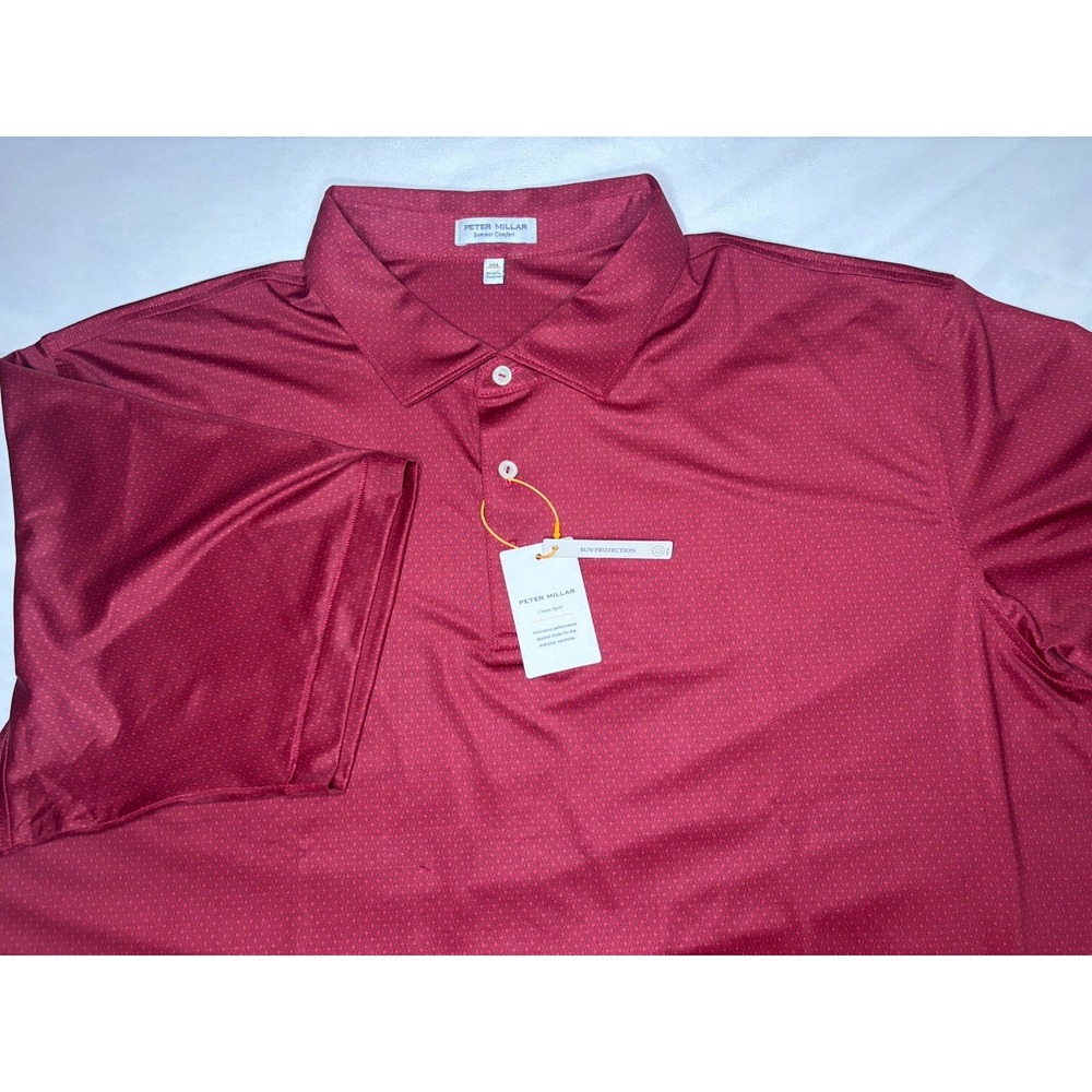Peter Millar Summer Comfort Polo Shirt Men's Size 3XL Red Geometric NWT $145